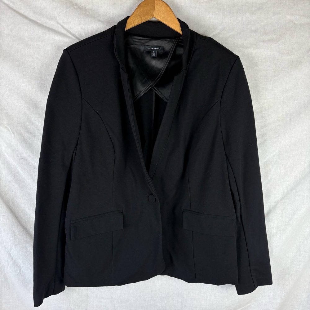 Universal Standard Miranda Black Ponte Classic Single-Button Blazer